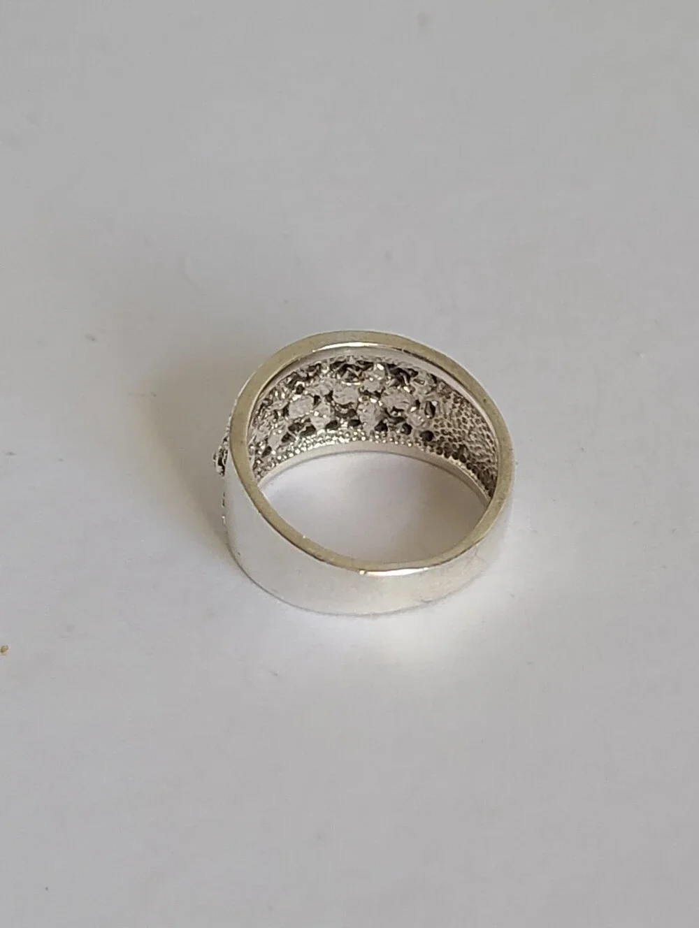 Elegant Sterling Silver CZ Rhinestone Crystal Filigree Chunky Wide Band Ring 6 - Picture 14 of 15